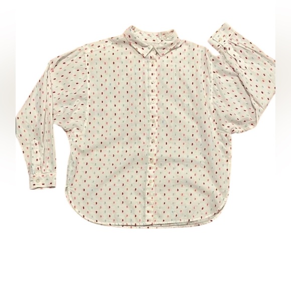 LOFT SWISS KNOT BUTTON DOWN LONG SLEEVE EMBROIDERED LONG SLEEVE SHIRT. - Picture 2 of 5